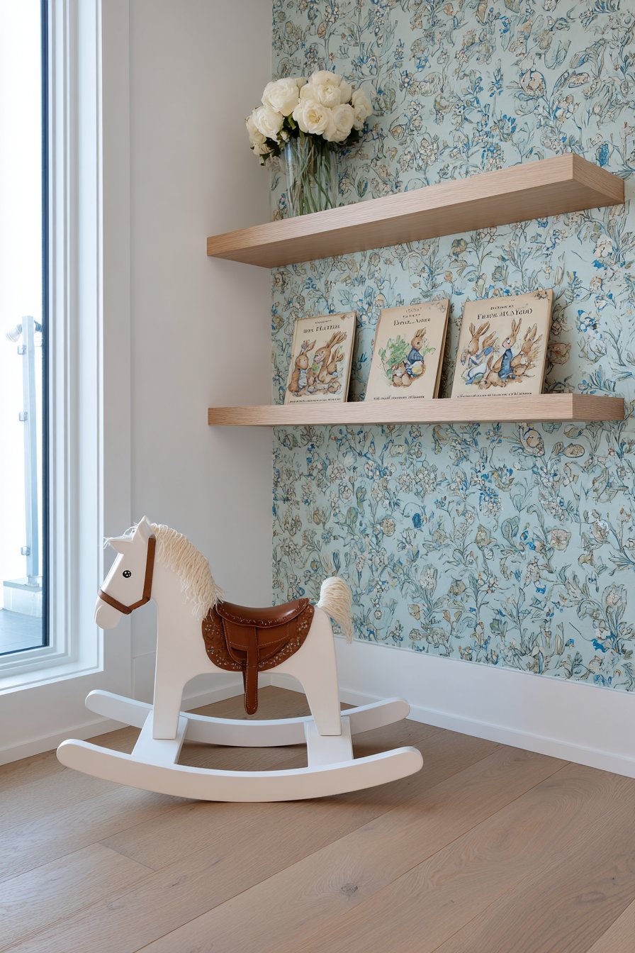 Custom Wallpaper with Repeating Garden Scenes