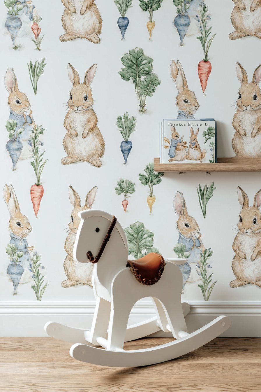 Custom Wallpaper with Repeating Garden Scenes