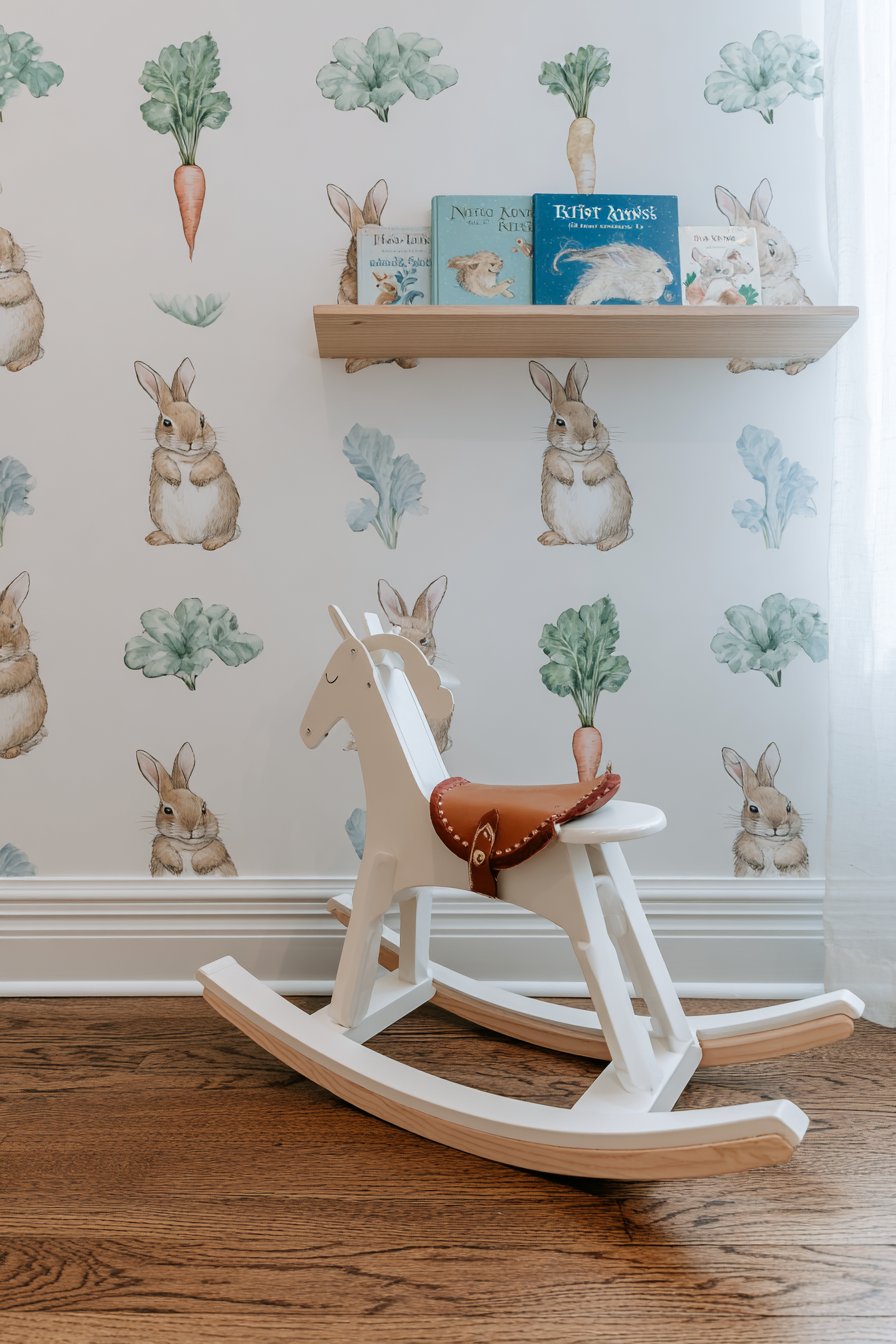 Custom Wallpaper with Repeating Garden Scenes