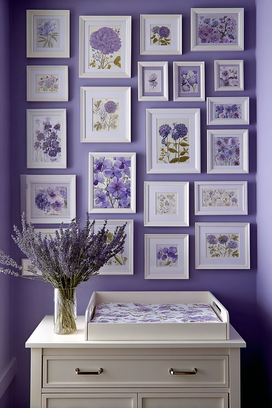 Botanical Gallery Wall Above Changing Station