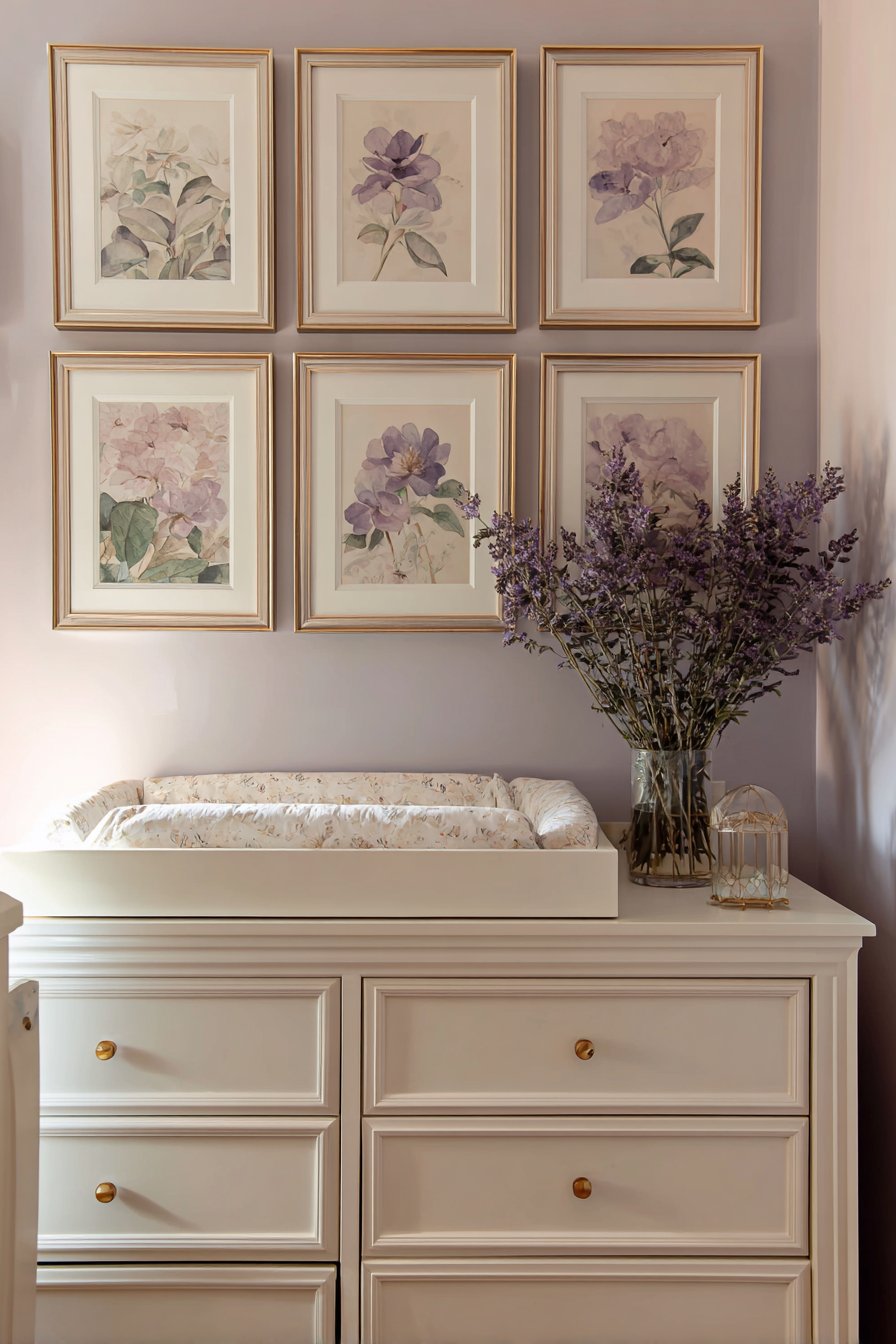 Botanical Gallery Wall Above Changing Station