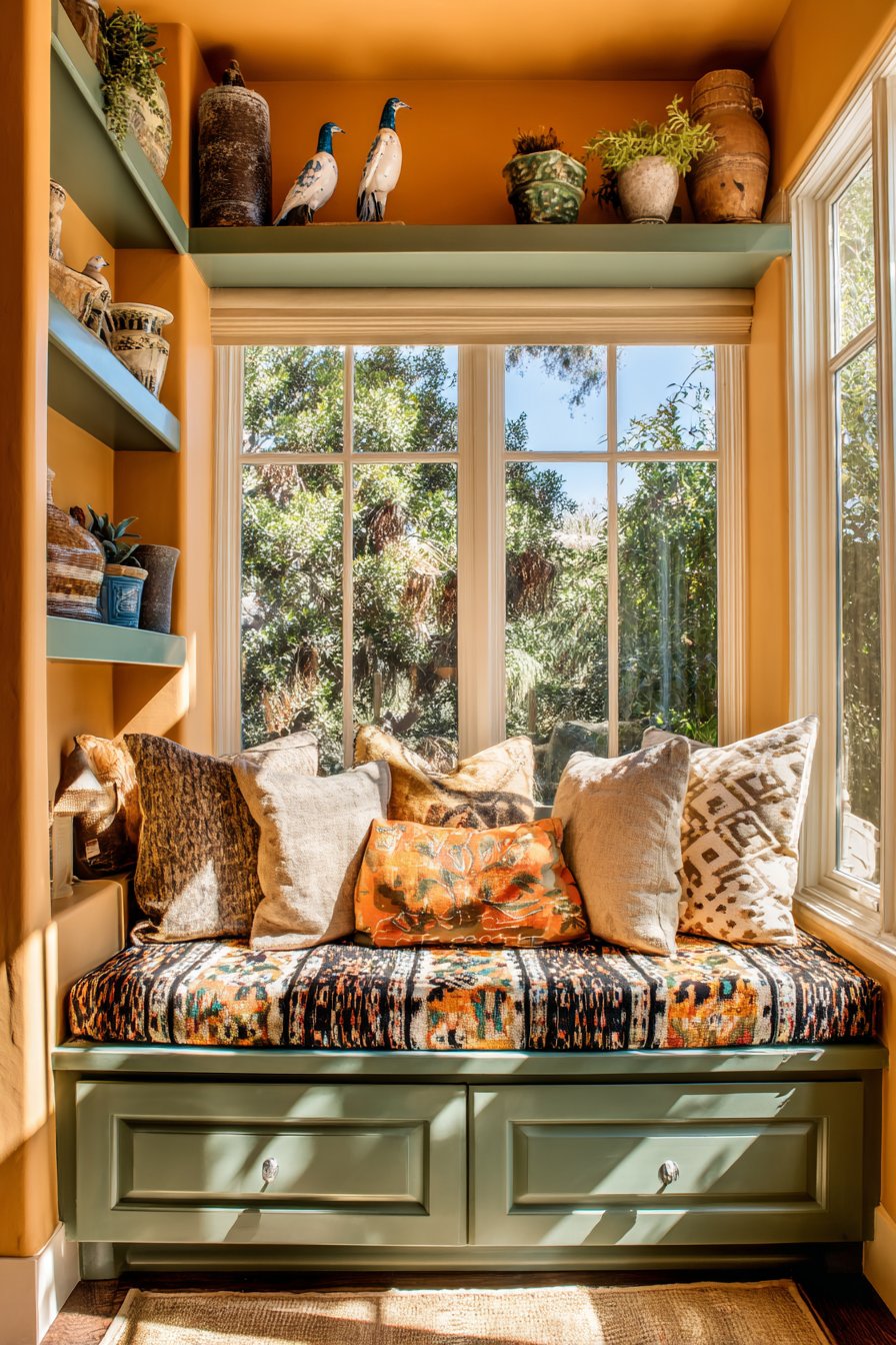 Two-Tone Window Nook with Suzani Fabric