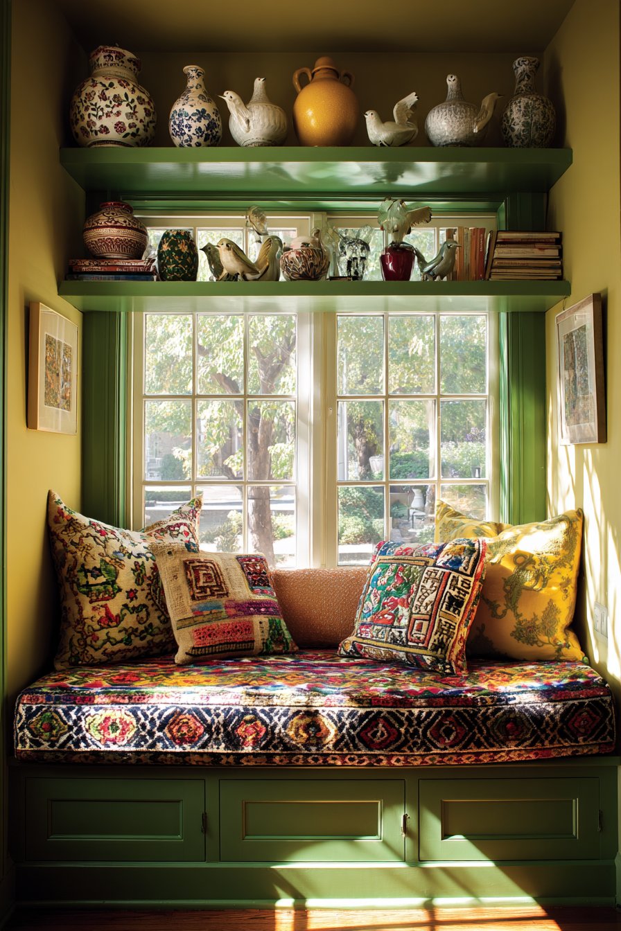 Two-Tone Window Nook with Suzani Fabric