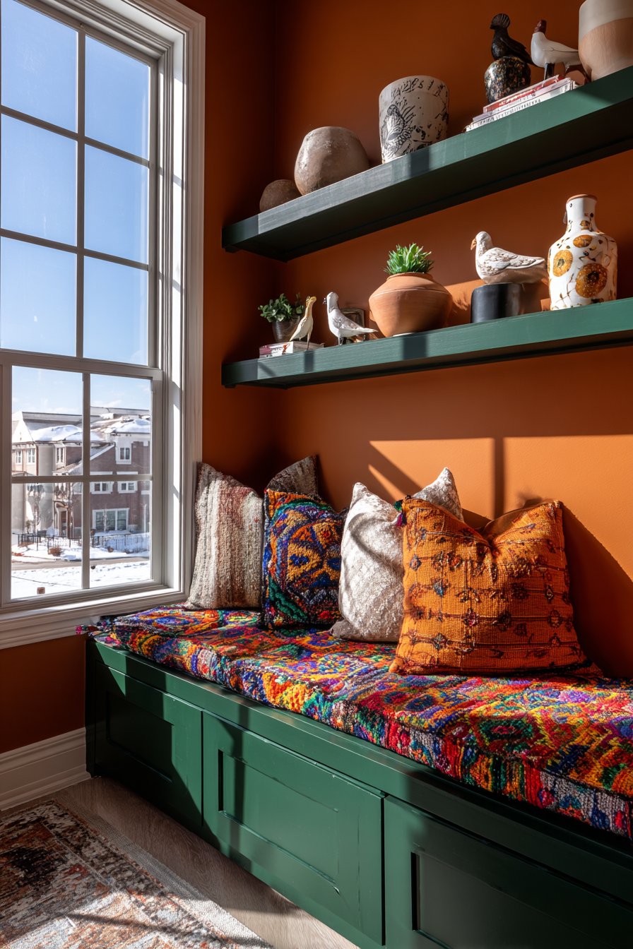 Two-Tone Window Nook with Suzani Fabric