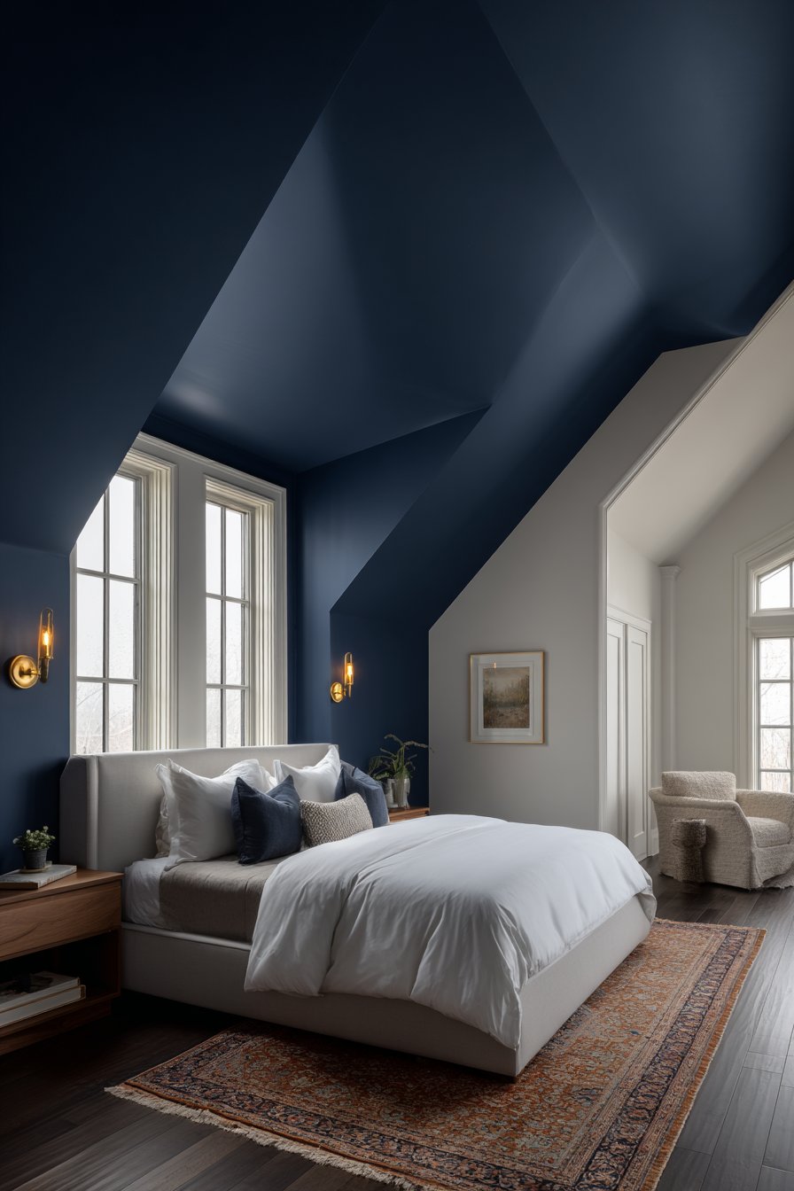  Bold Navy Blue Ceiling Contrast
