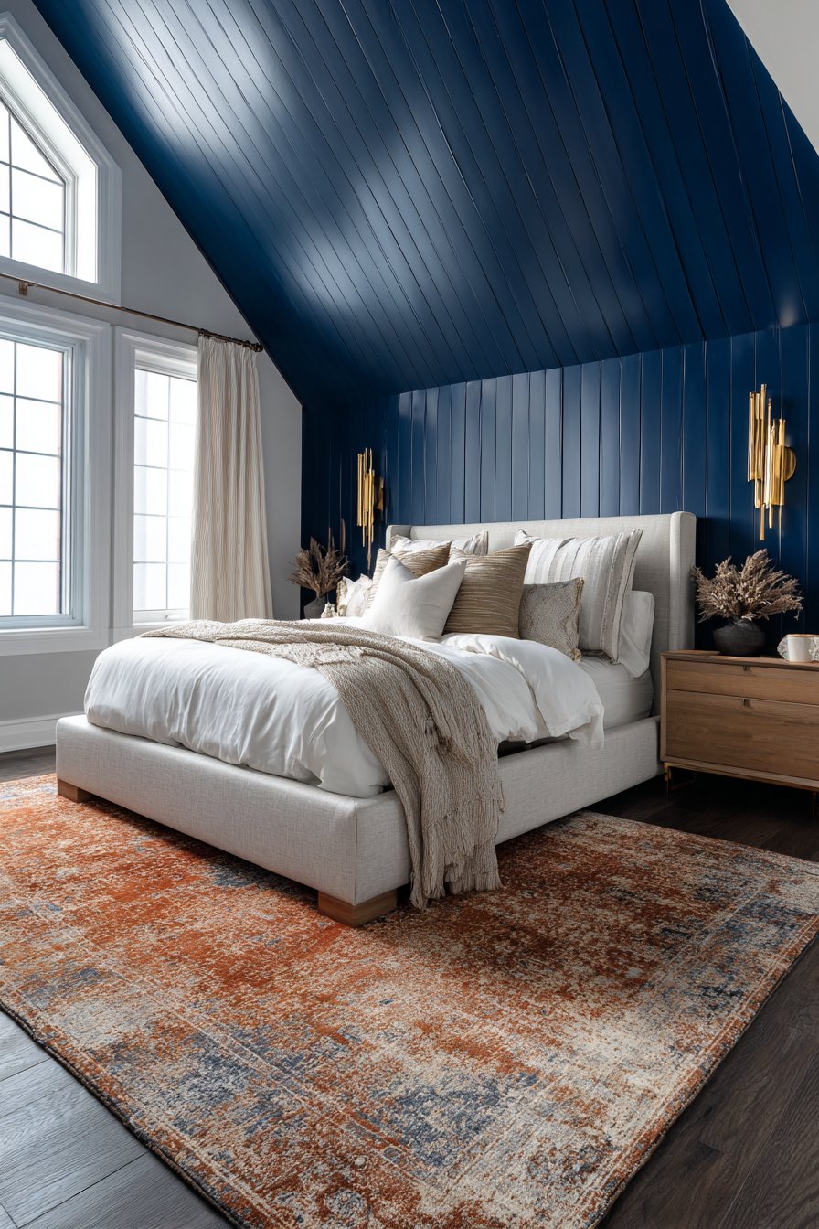  Bold Navy Blue Ceiling Contrast