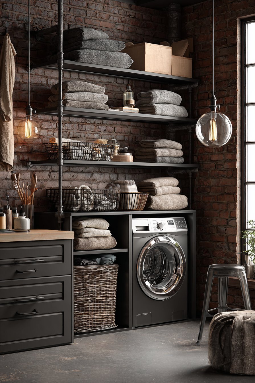 Industrial Aesthetic with Exposed Brick Accent