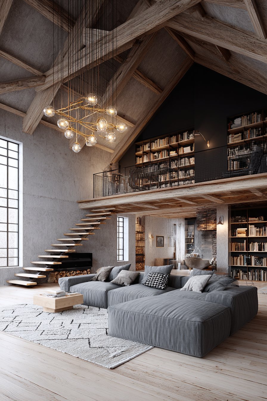 Double volume living room