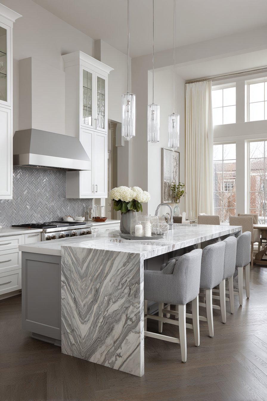 Grey and white kitchen