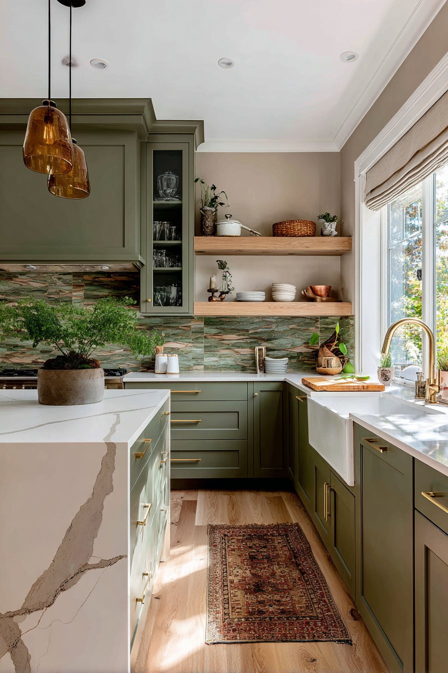 Olive green kitchen
