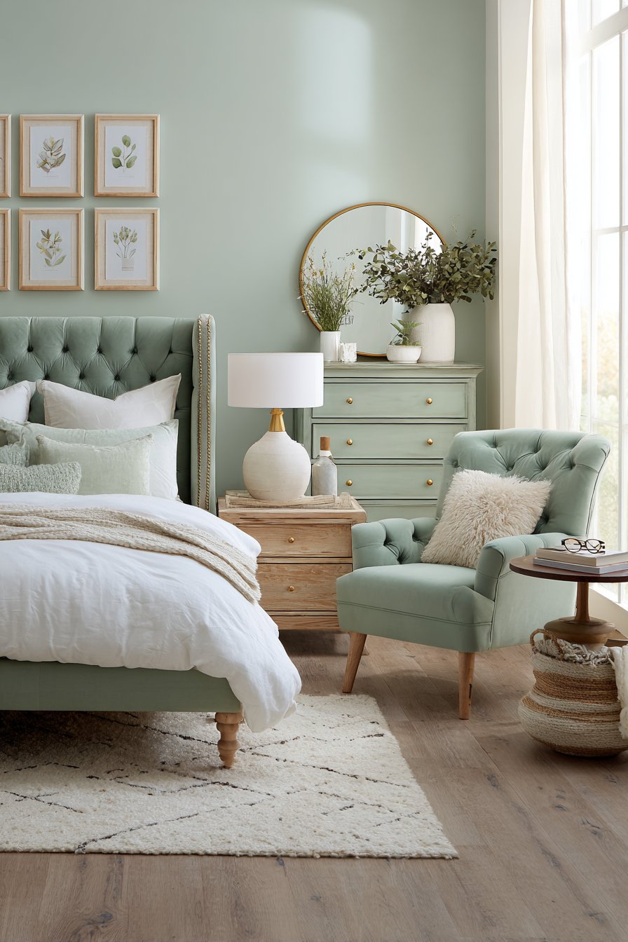 Mint green bedroom