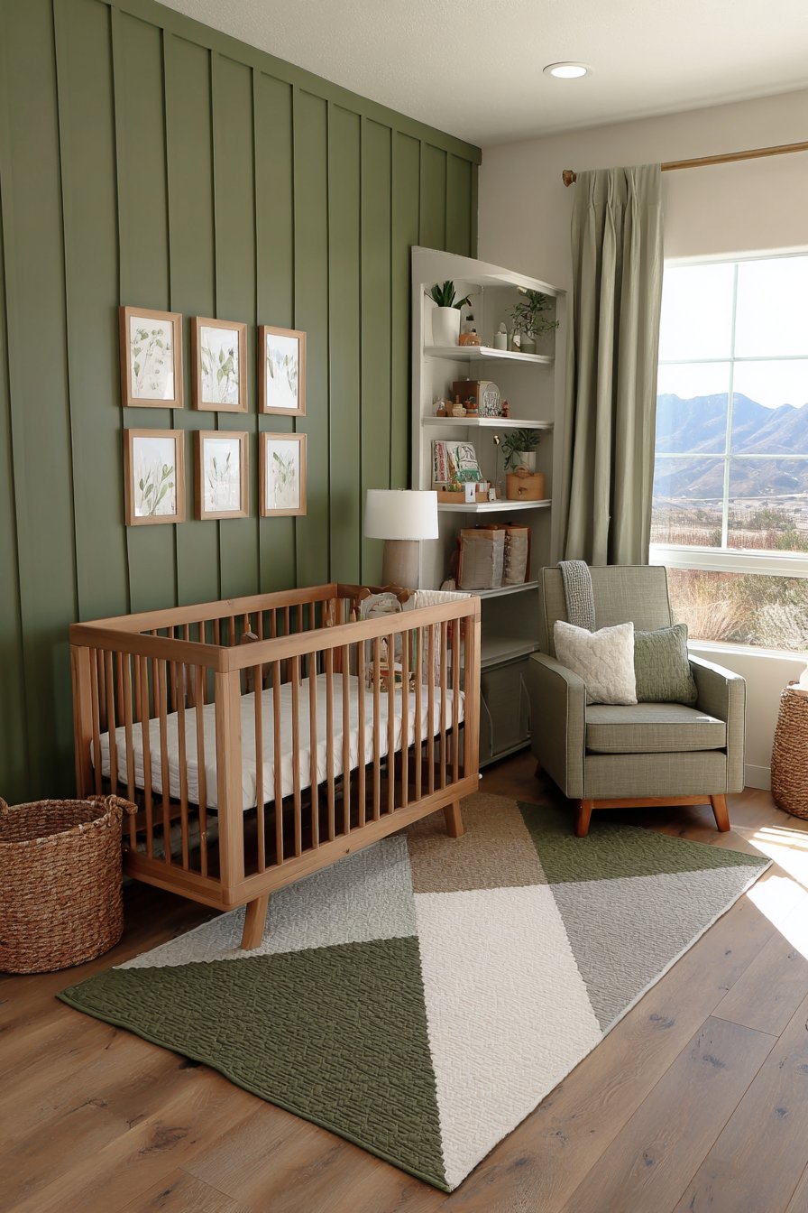 Olive green baby nursery