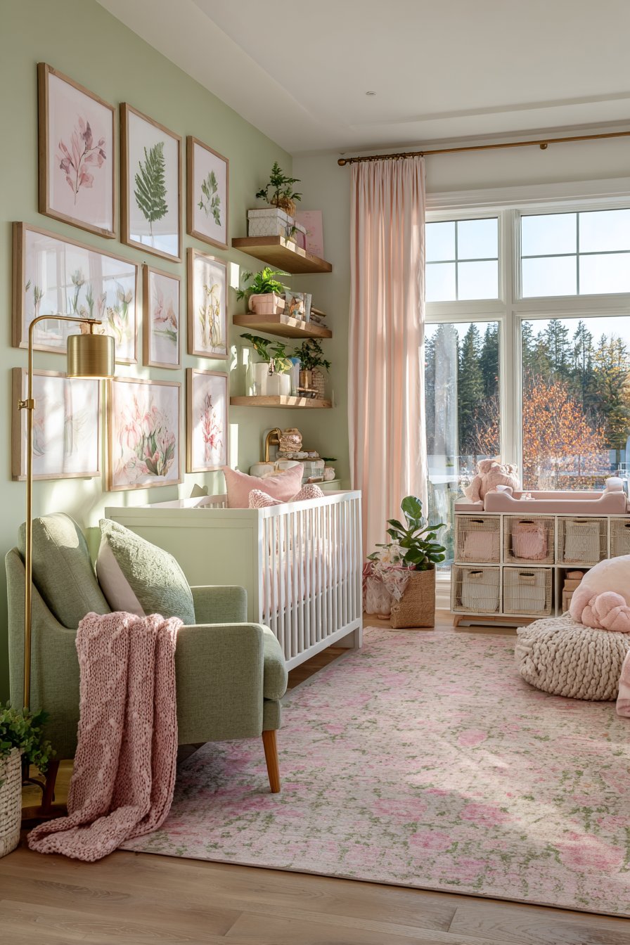 Pink and green nursery