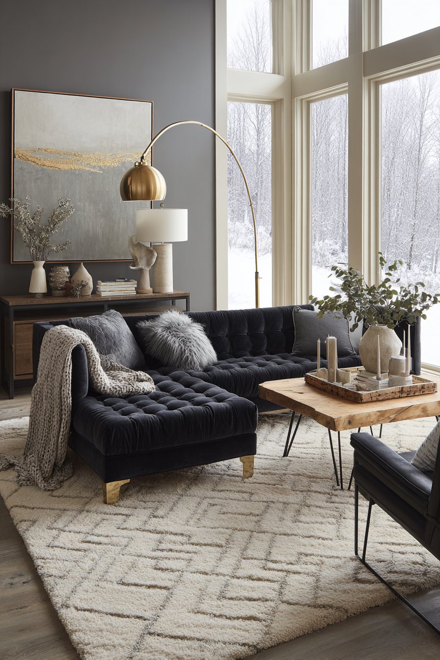 Dark couch living room