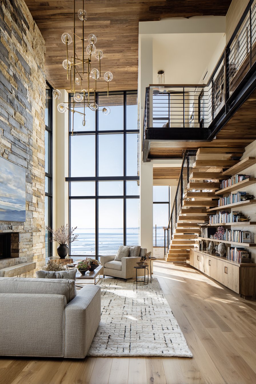 Double volume living room