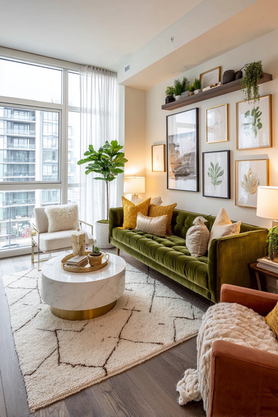 Olive green sofa living room ideas