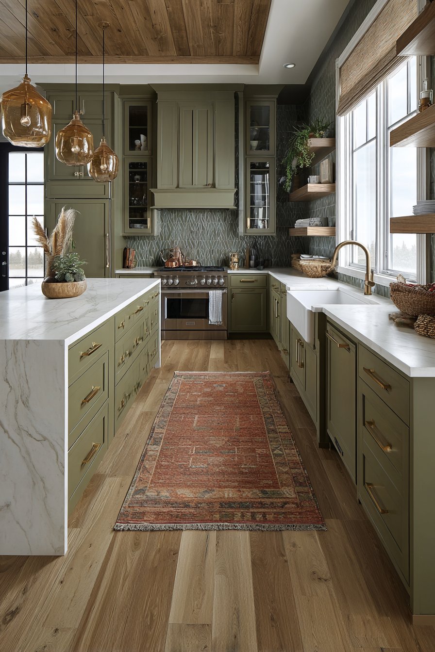 Olive green kitchen