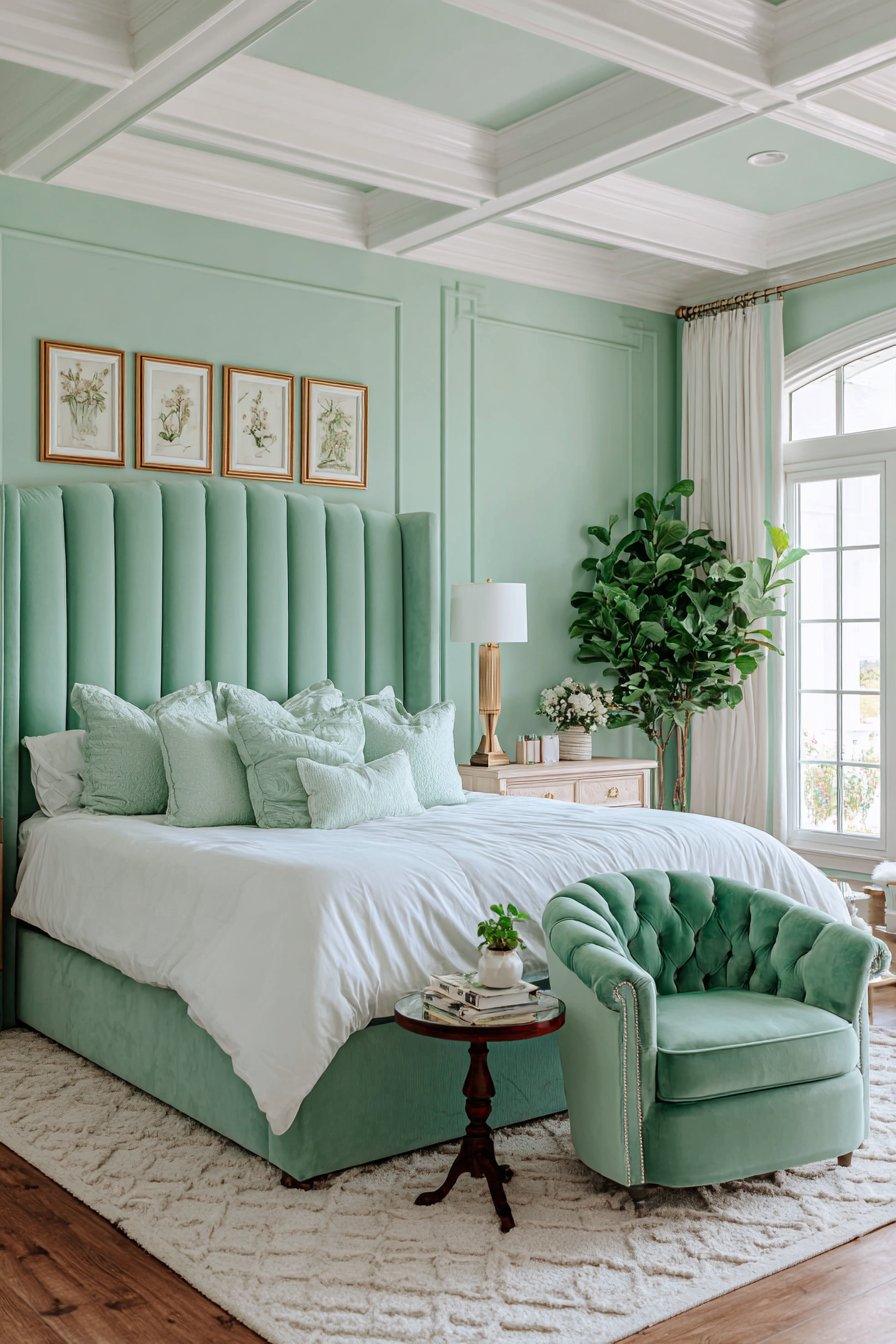 Mint green bedroom