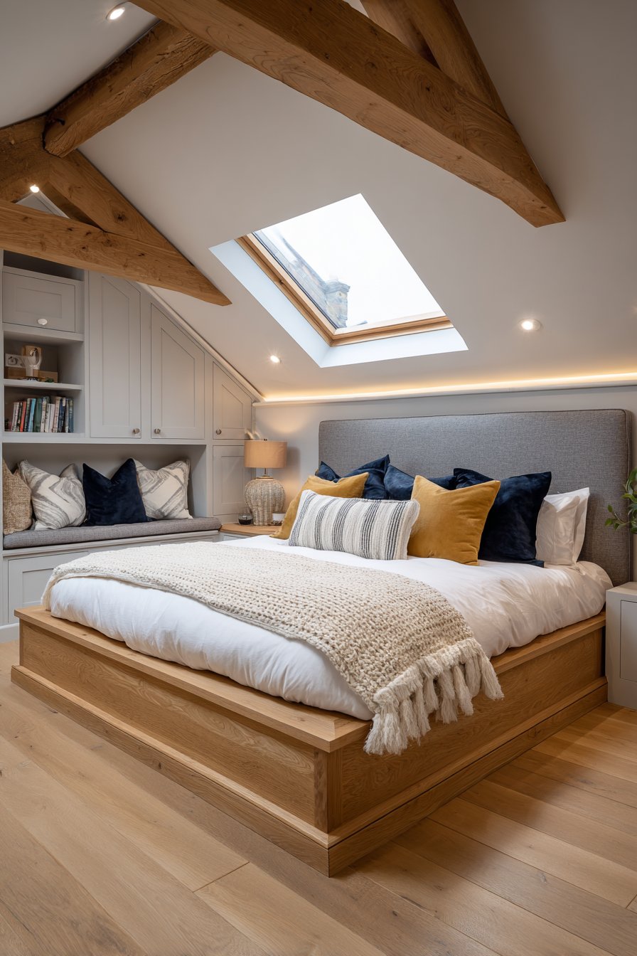 Slanted ceiling bedroom