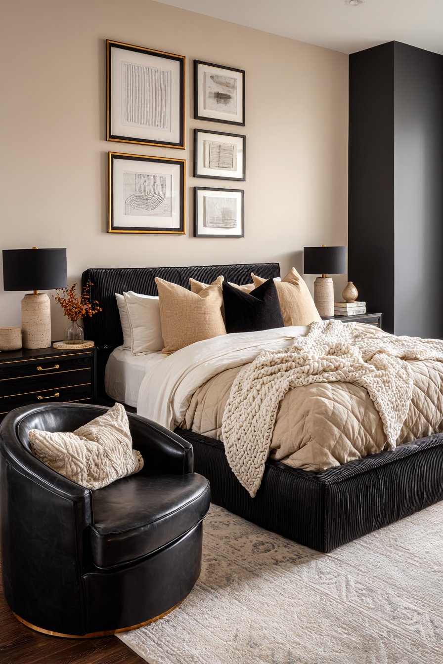 Beige and black bedroom ideas