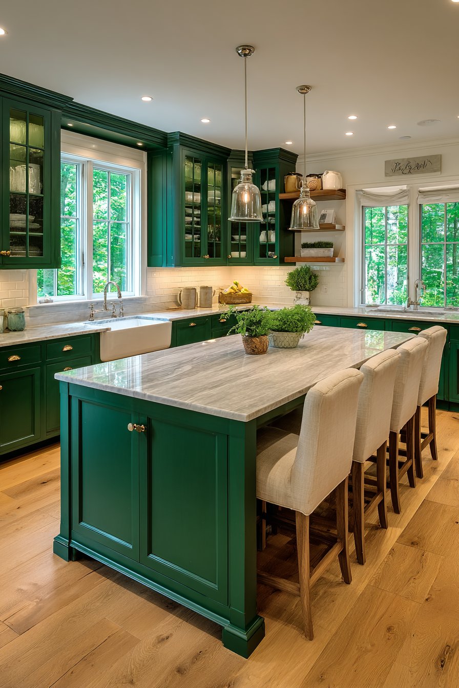 Dark green kitchen