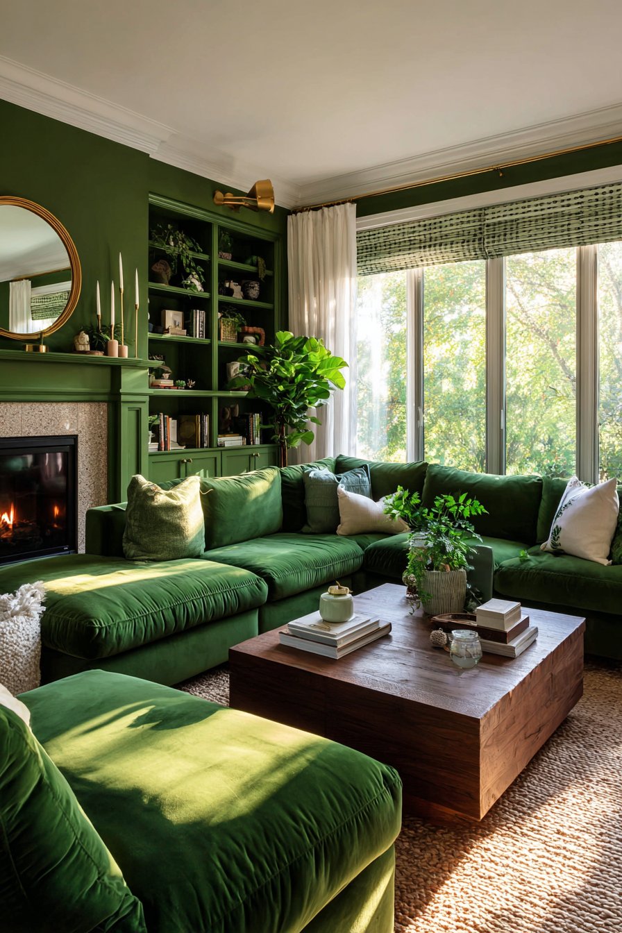 Green living room decor