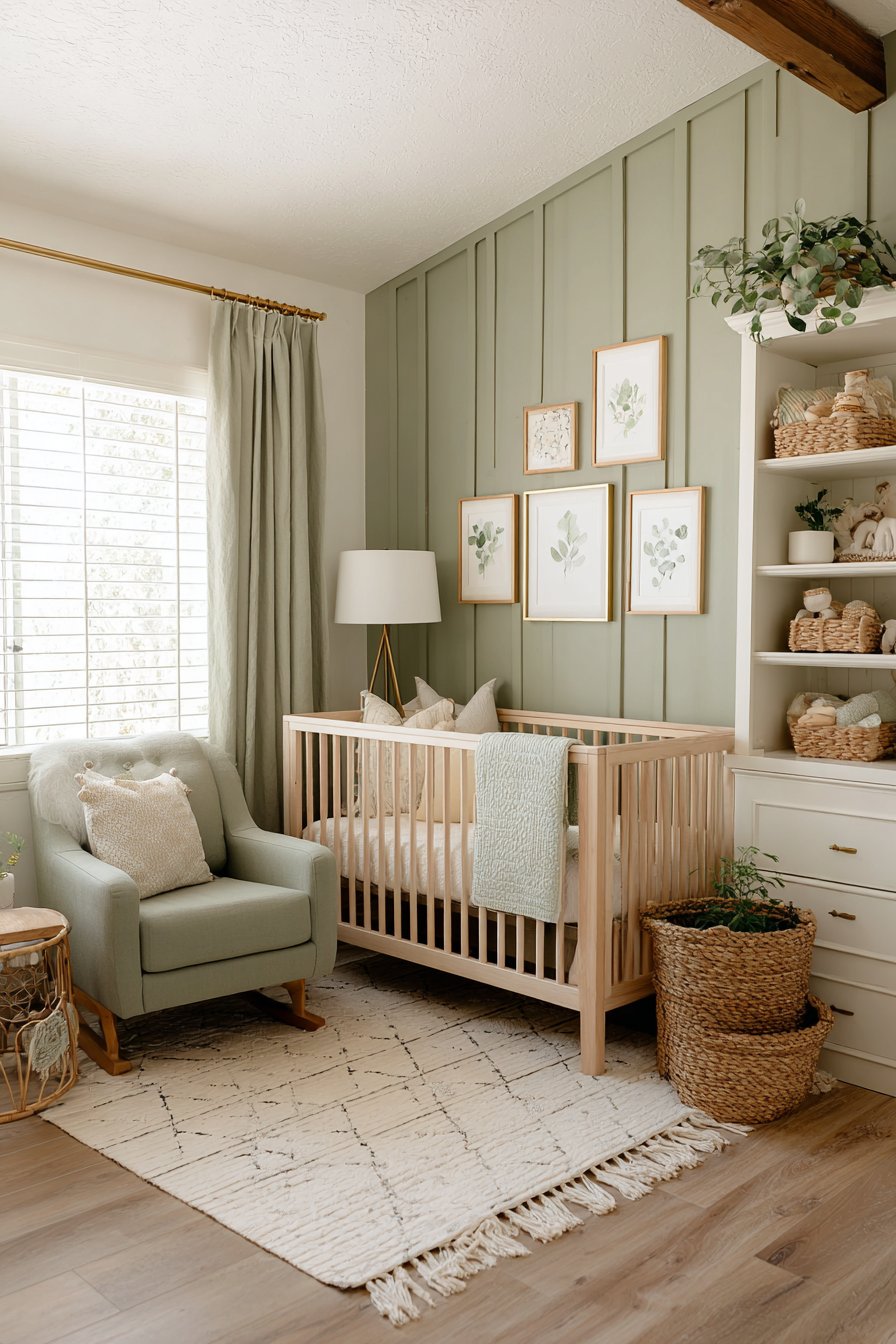 Olive green baby nursery