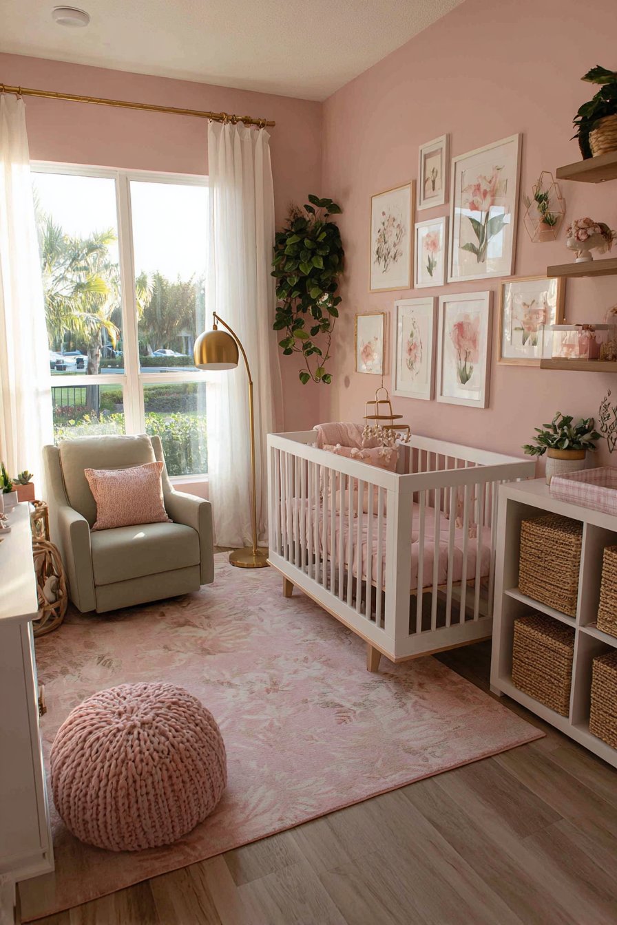 Pink and green nursery