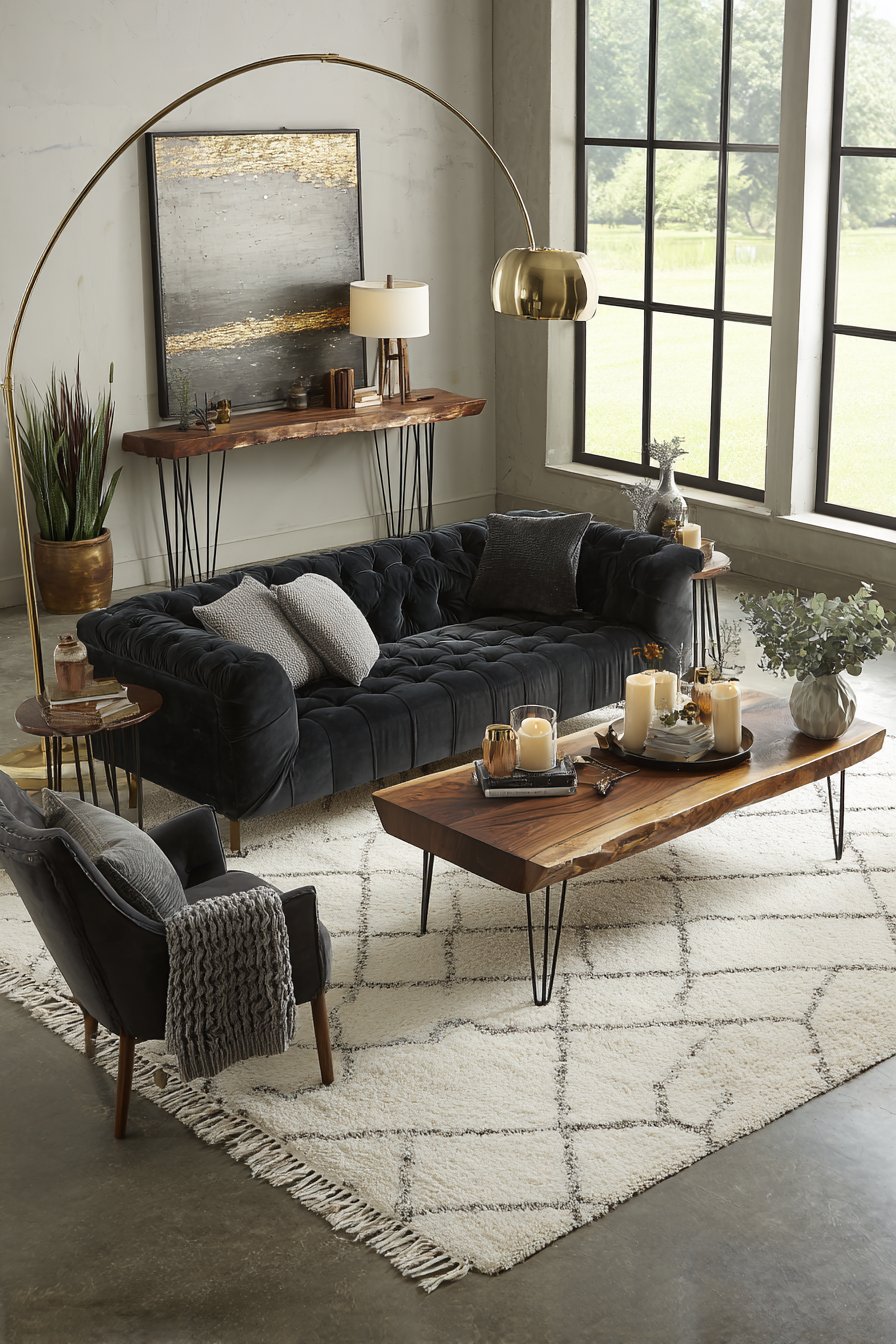 Dark couch living room