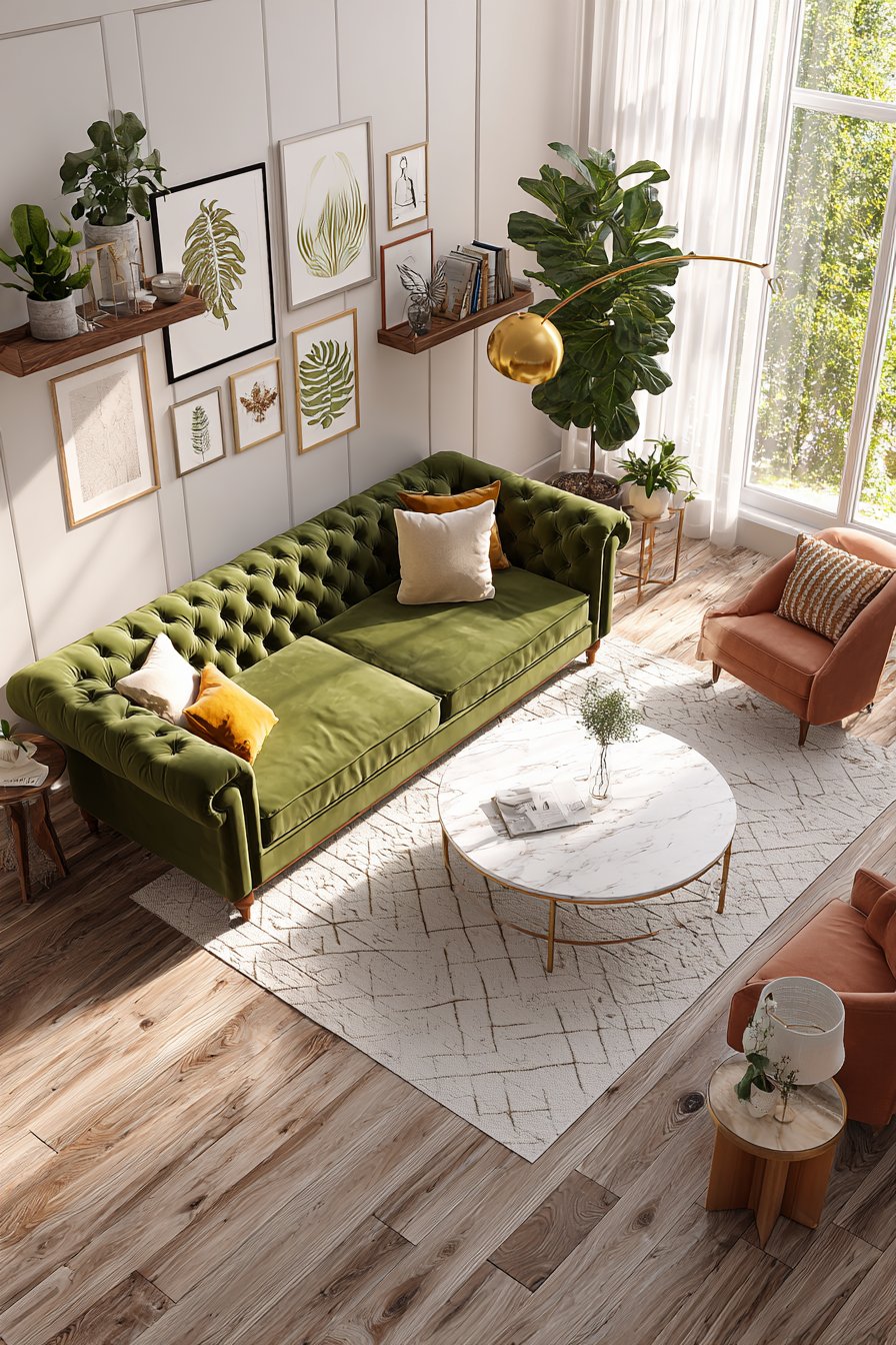 Olive green sofa living room ideas