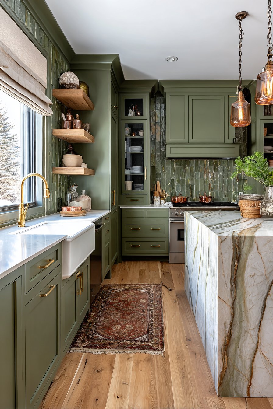 Olive green kitchen