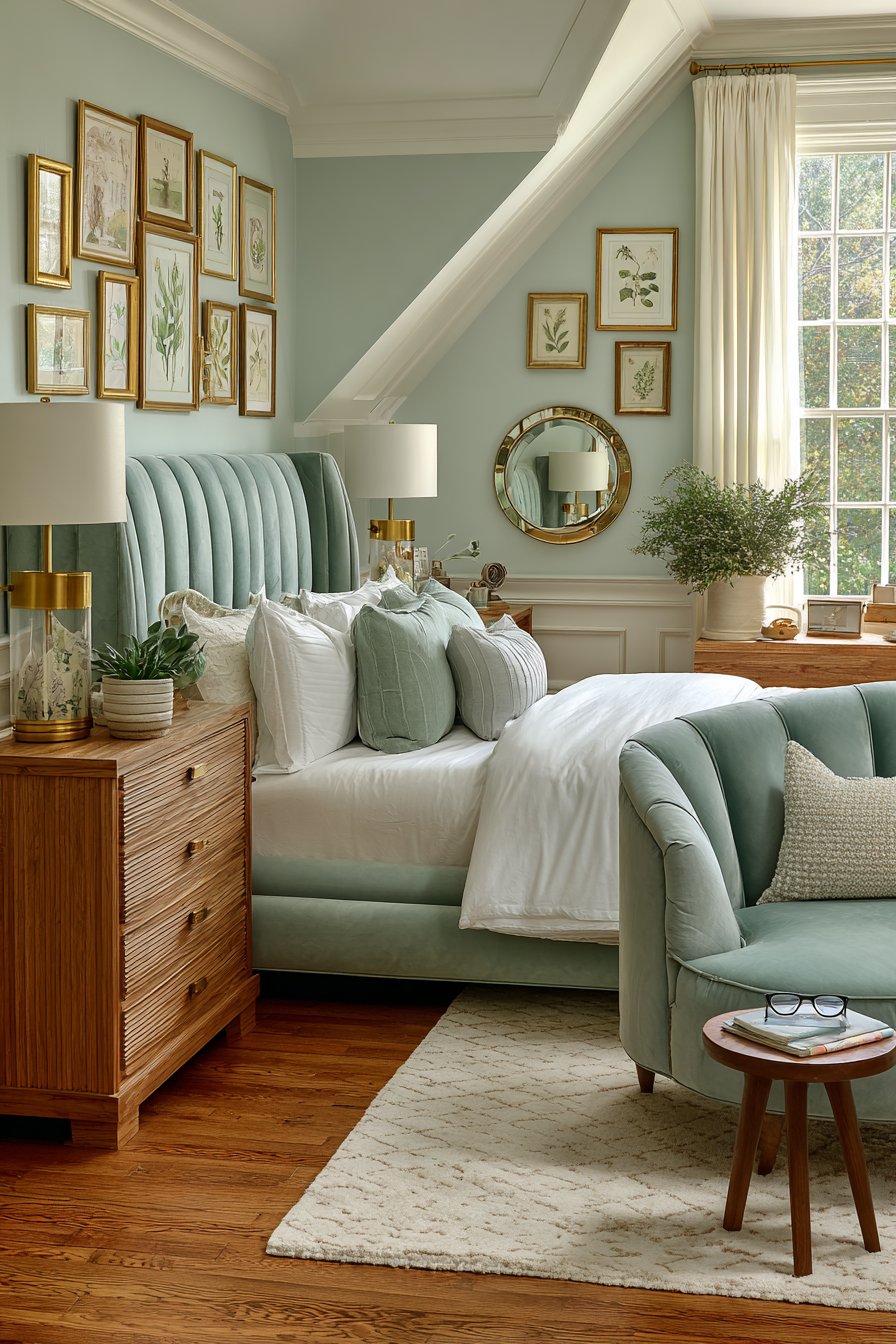 Mint green bedroom