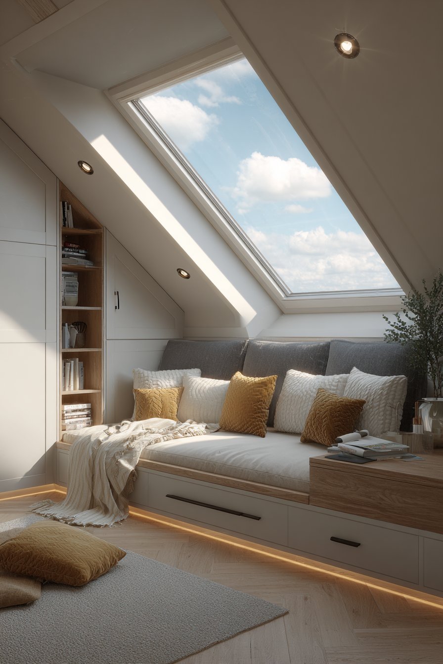Slanted ceiling bedroom