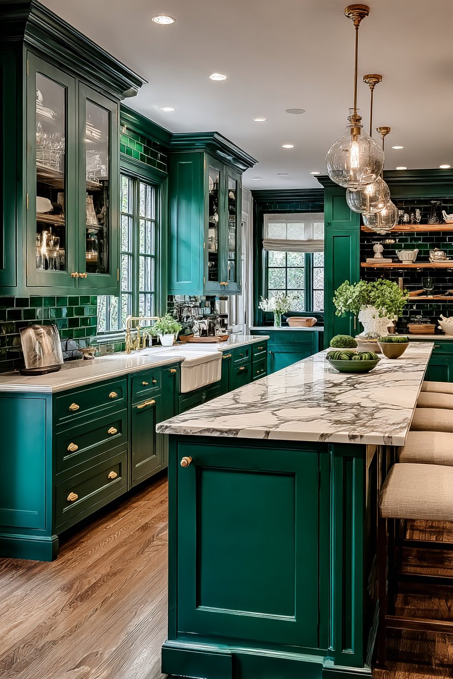 Dark green kitchen
