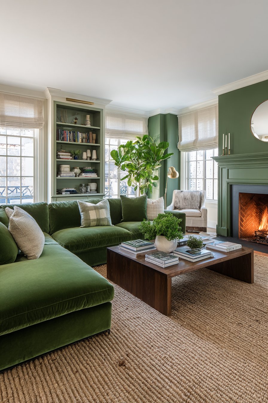 Green living room decor