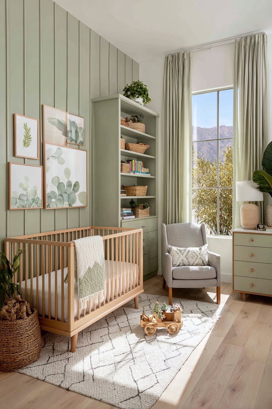 Olive green baby nursery