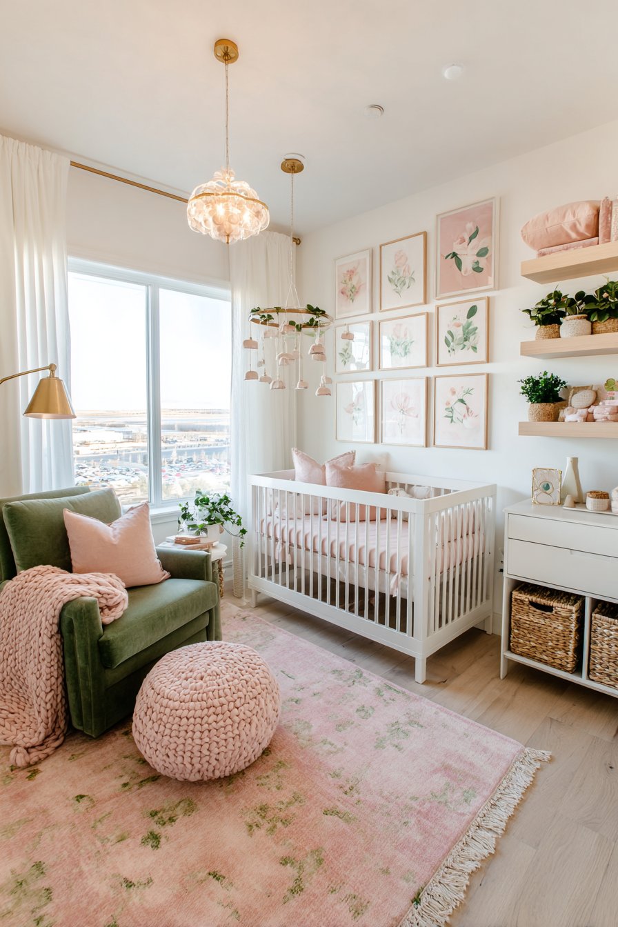 Pink and green nursery