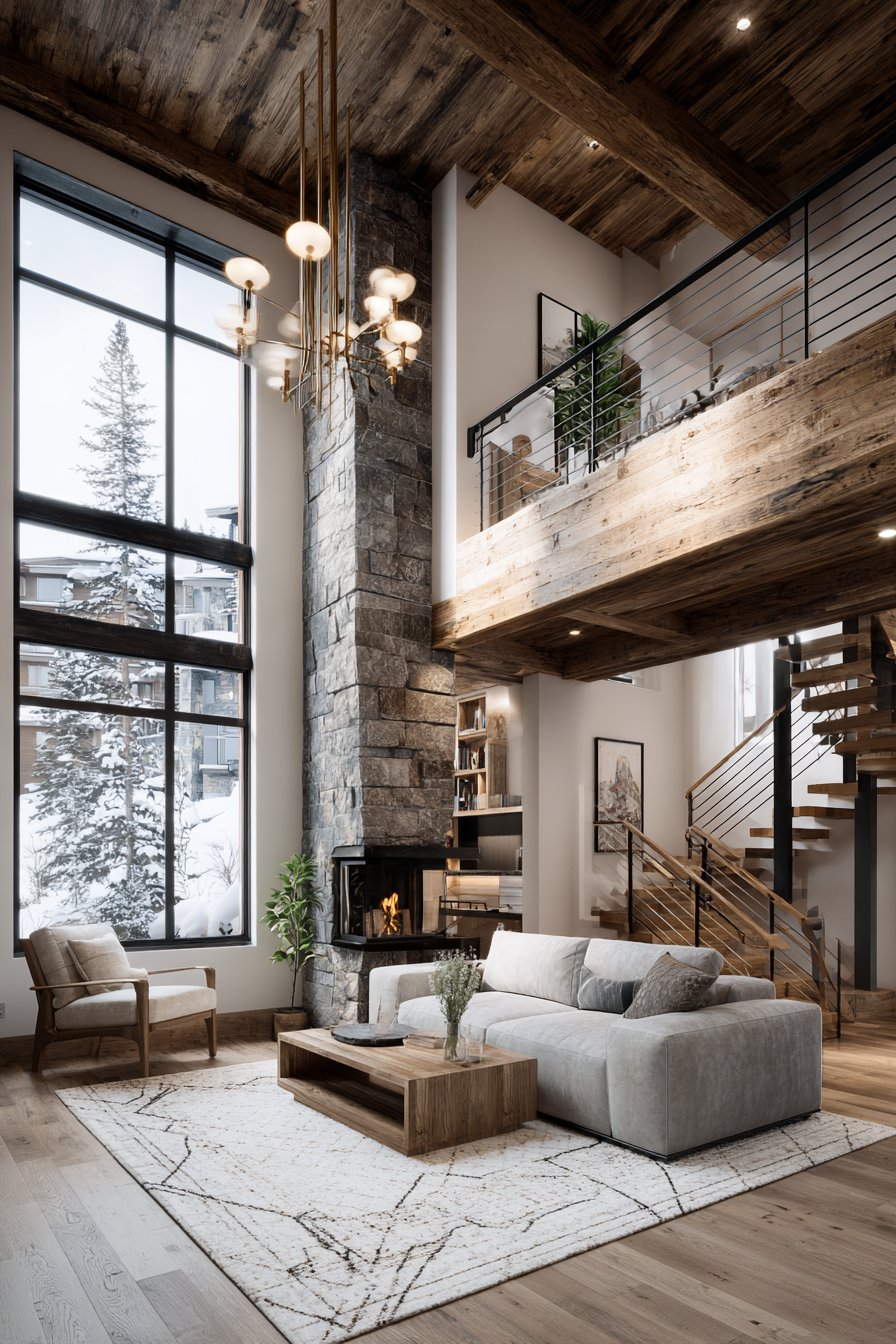 Double volume living room