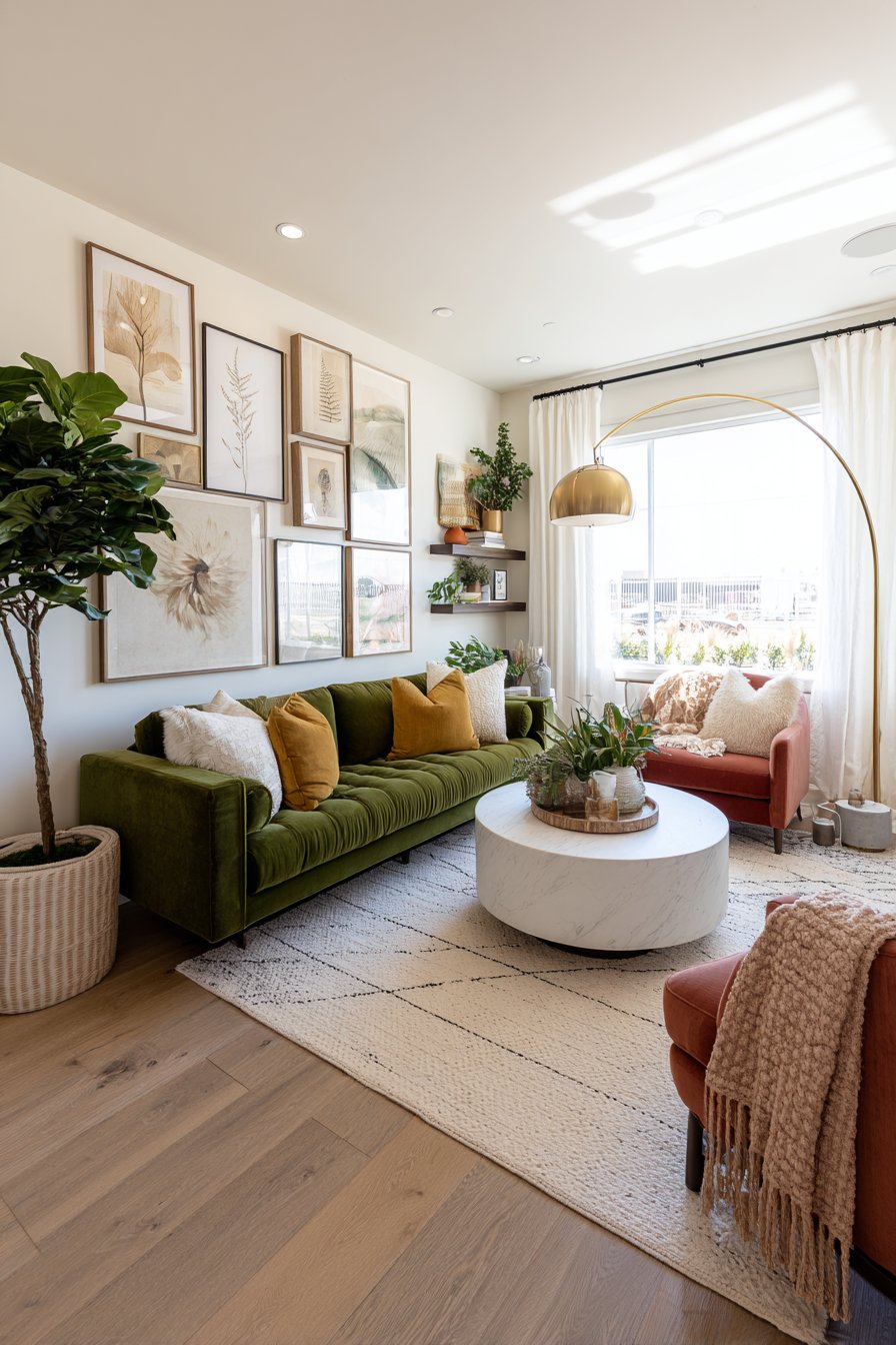 Olive green sofa living room ideas