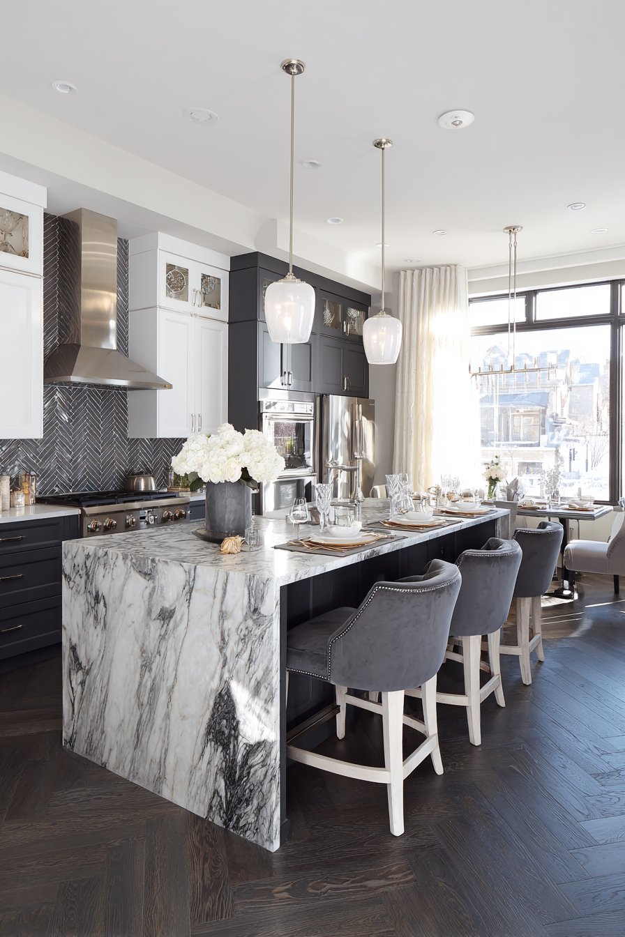 Grey and white kitchen