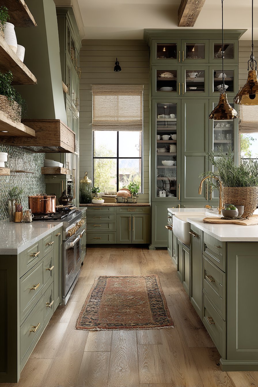 Olive green kitchen