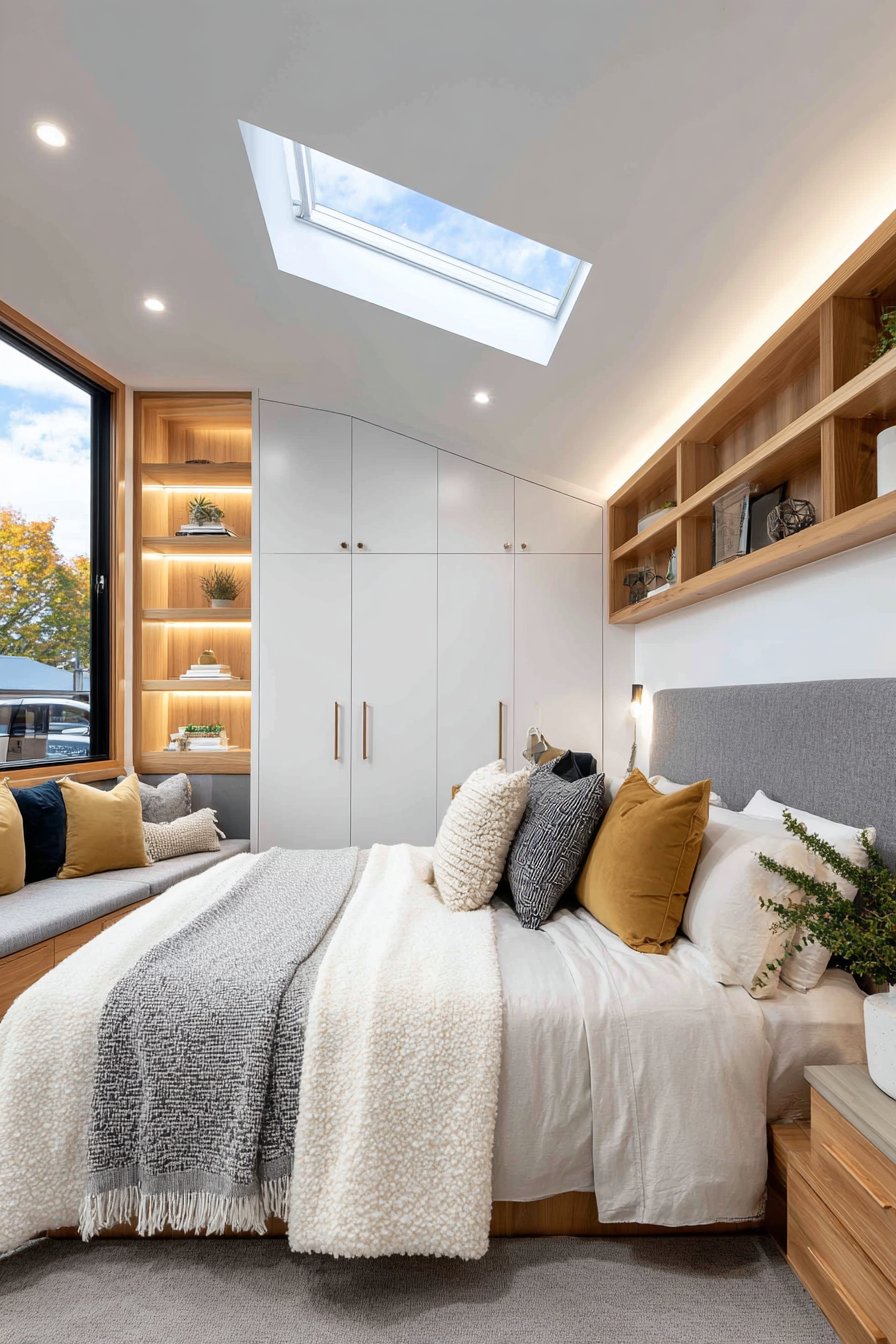 Slanted ceiling bedroom