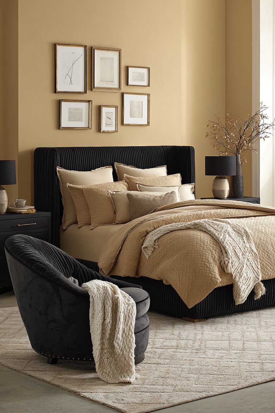 Beige and black bedroom ideas