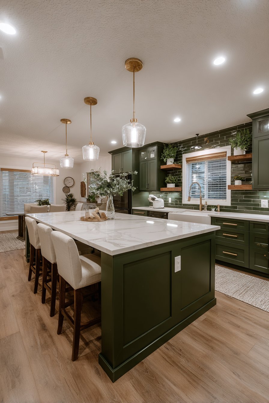Dark green kitchen