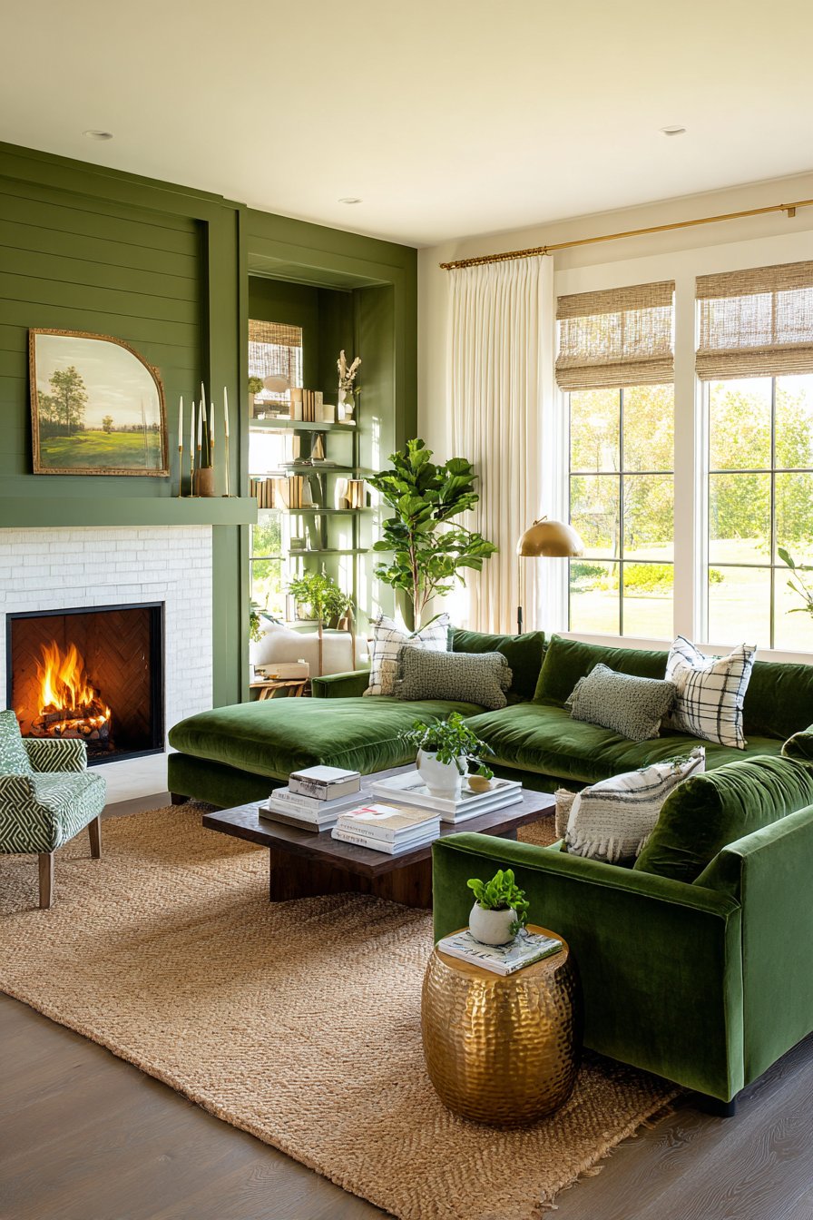 Green living room decor